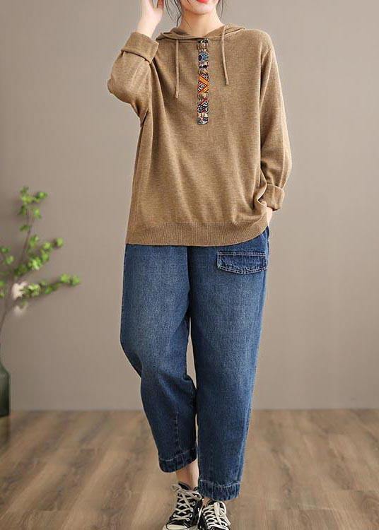 Handmade Spring Casual Pants Oversize Denim Blue-little flower Photography Elastic Waist Trousers