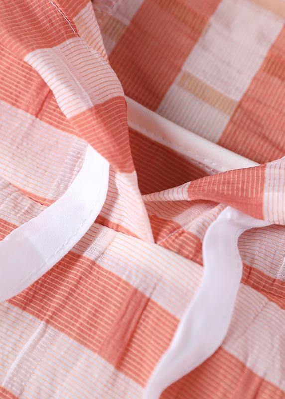 Handmade Yellow Striped hooded Cotton Linen Summer Shirts