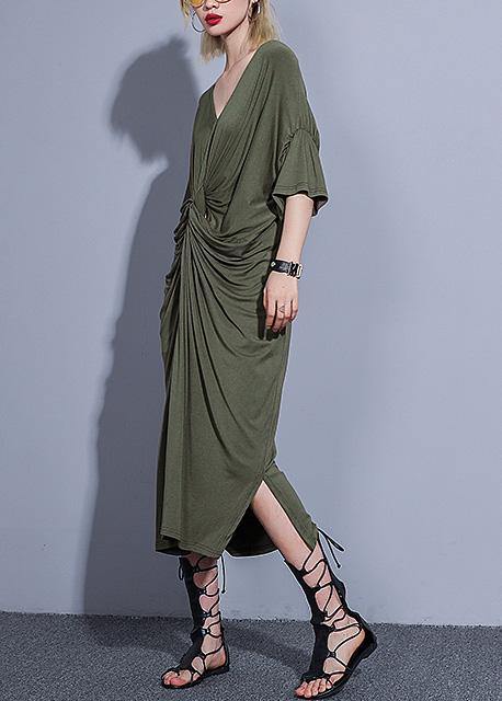 Handmade arm green cotton clothes For Women two ways to wear  Kaftan summer Dress