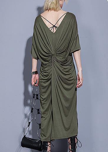 Handmade arm green cotton clothes For Women two ways to wear  Kaftan summer Dress