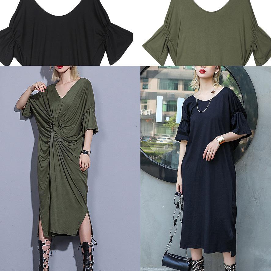 Handmade arm green cotton clothes For Women two ways to wear  Kaftan summer Dress