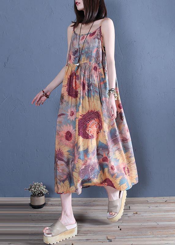 Handmade floral cotton Tunics Spaghetti Strap Cinched Traveling summer Dress