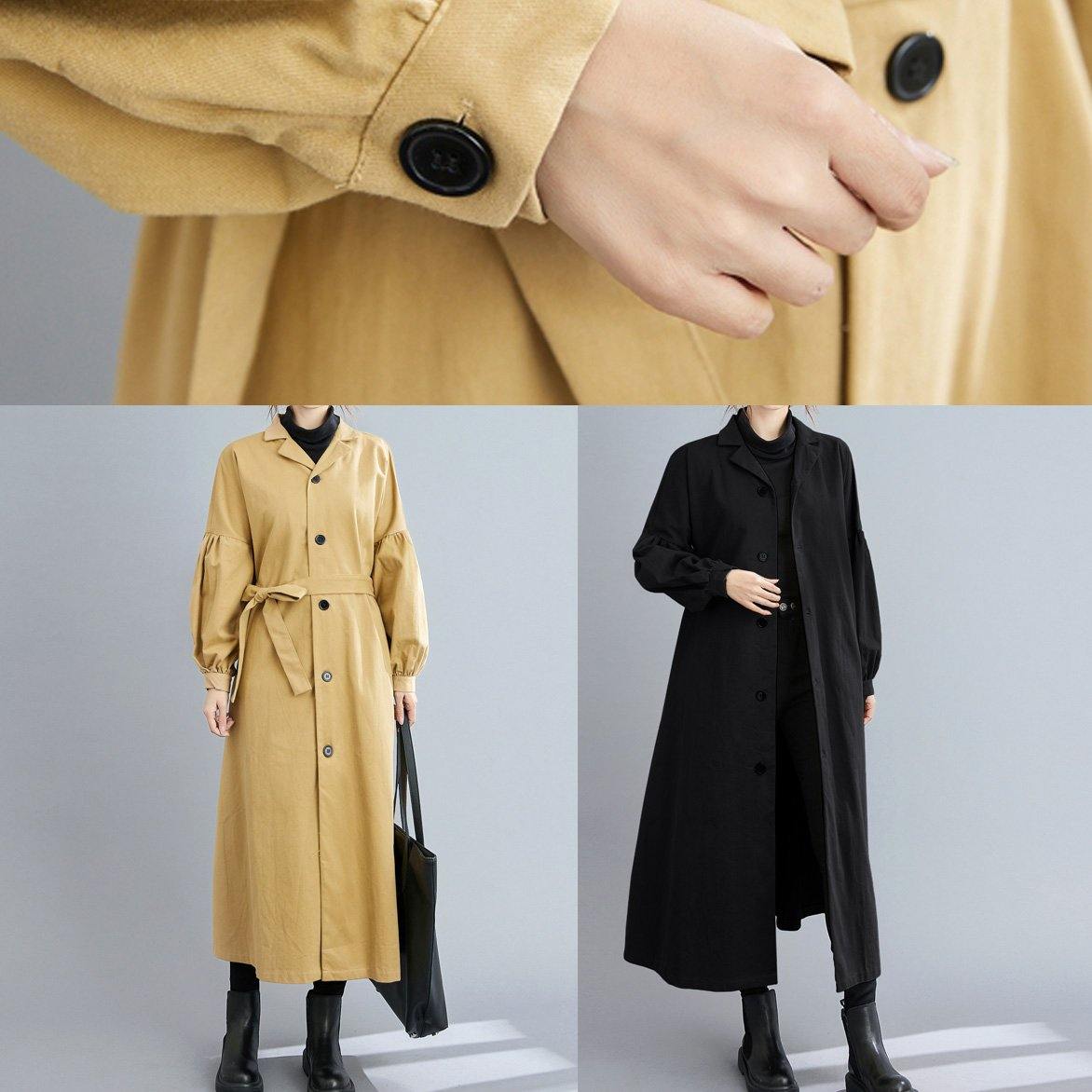 Handmade khaki Fashion casual coats women Sleeve lapel Button Down coats