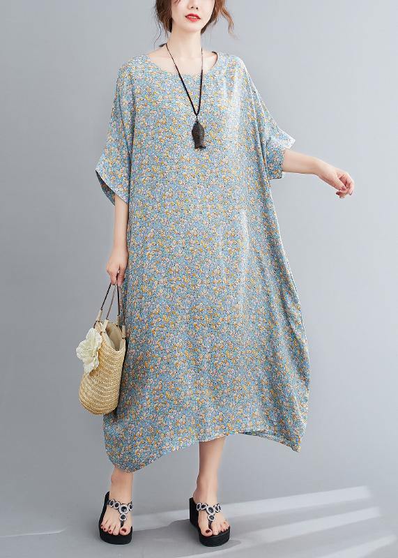 Handmade o neck clothes Women Inspiration light green floral Maxi Dress