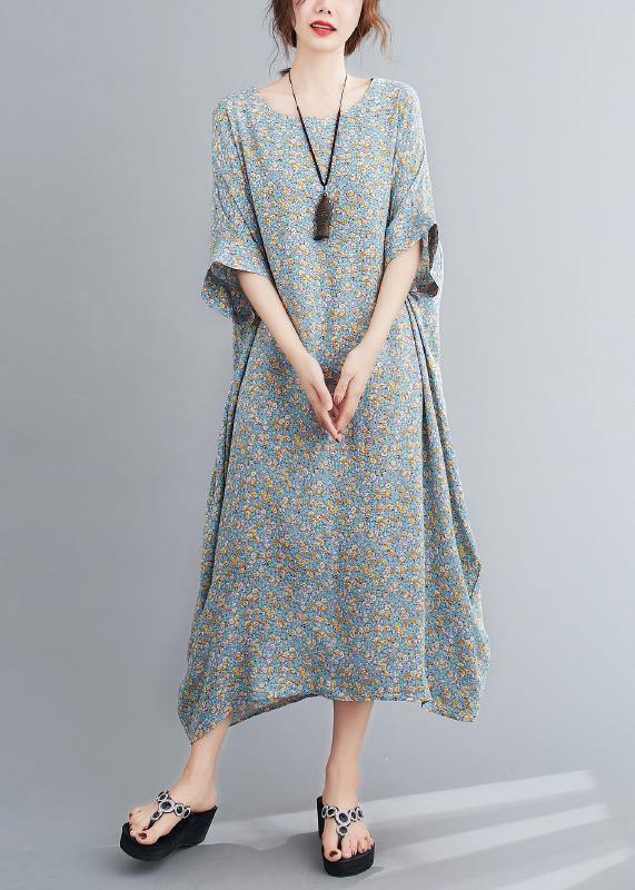 Handmade o neck clothes Women Inspiration light green floral Maxi Dress