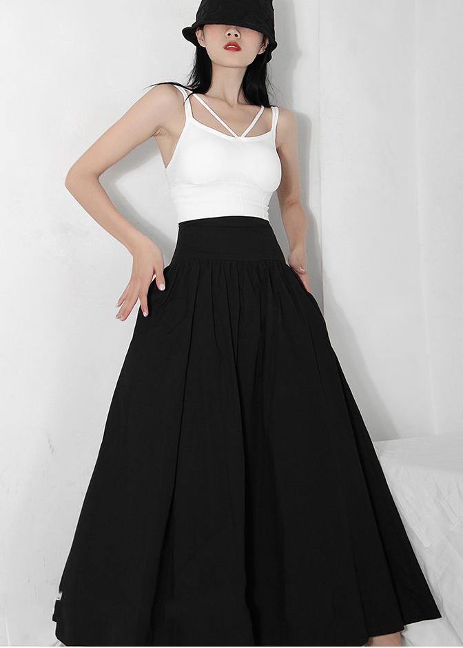 Italian Black High Waist Cinched  Skirts Summer