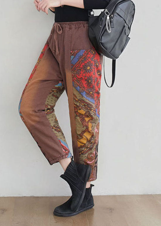 Italian Brick Red Pockets Floral Pants Spring