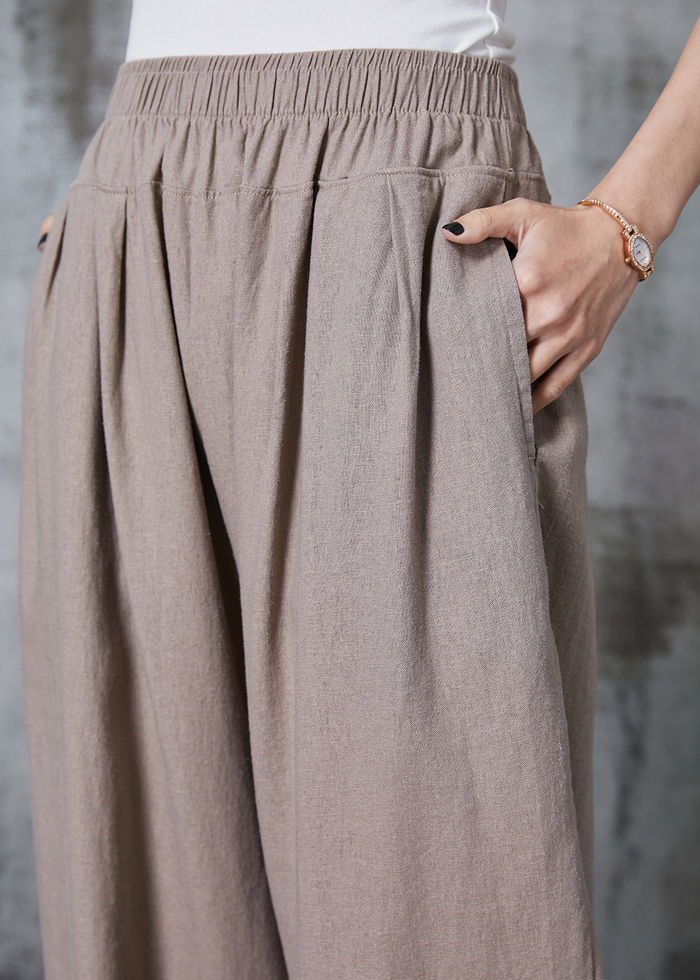 Italian Khaki Oversized Linen Harem Pants Summer