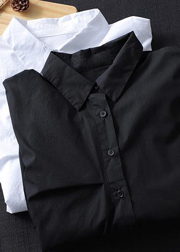 Italian Lapel Button Down Spring Blouse Design Black Shirts