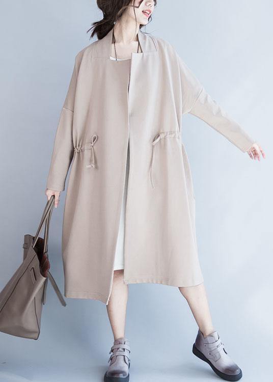 Italian Square Collar drawstring Plus Size outwear nude oversized coat fall