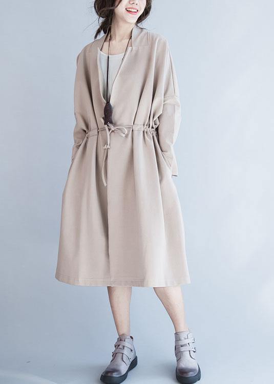 Italian Square Collar drawstring Plus Size outwear nude oversized coat fall