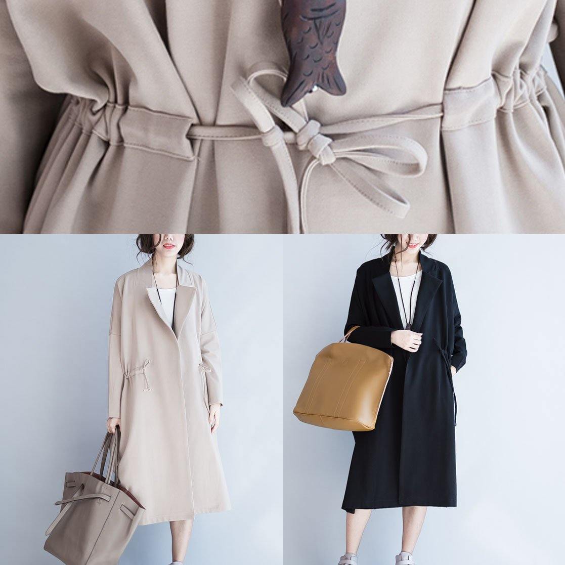 Italian Square Collar drawstring Plus Size outwear nude oversized coat fall