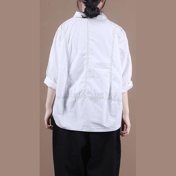 Italian lapel baggy shirts Tunic Tops white top