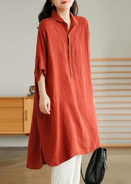 Jade Green Linen Women Casual Linen Shirt Dress