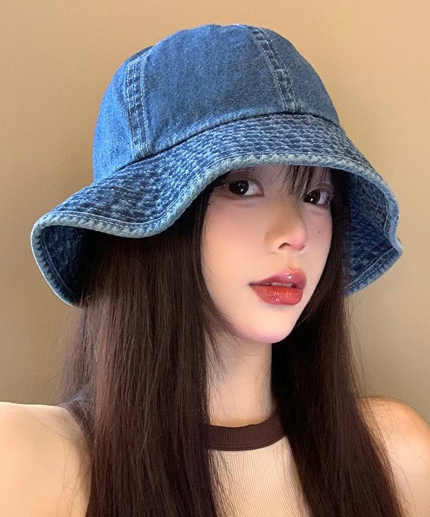 Japanese Style Versatile Deep Blue Denim Bucket Hat