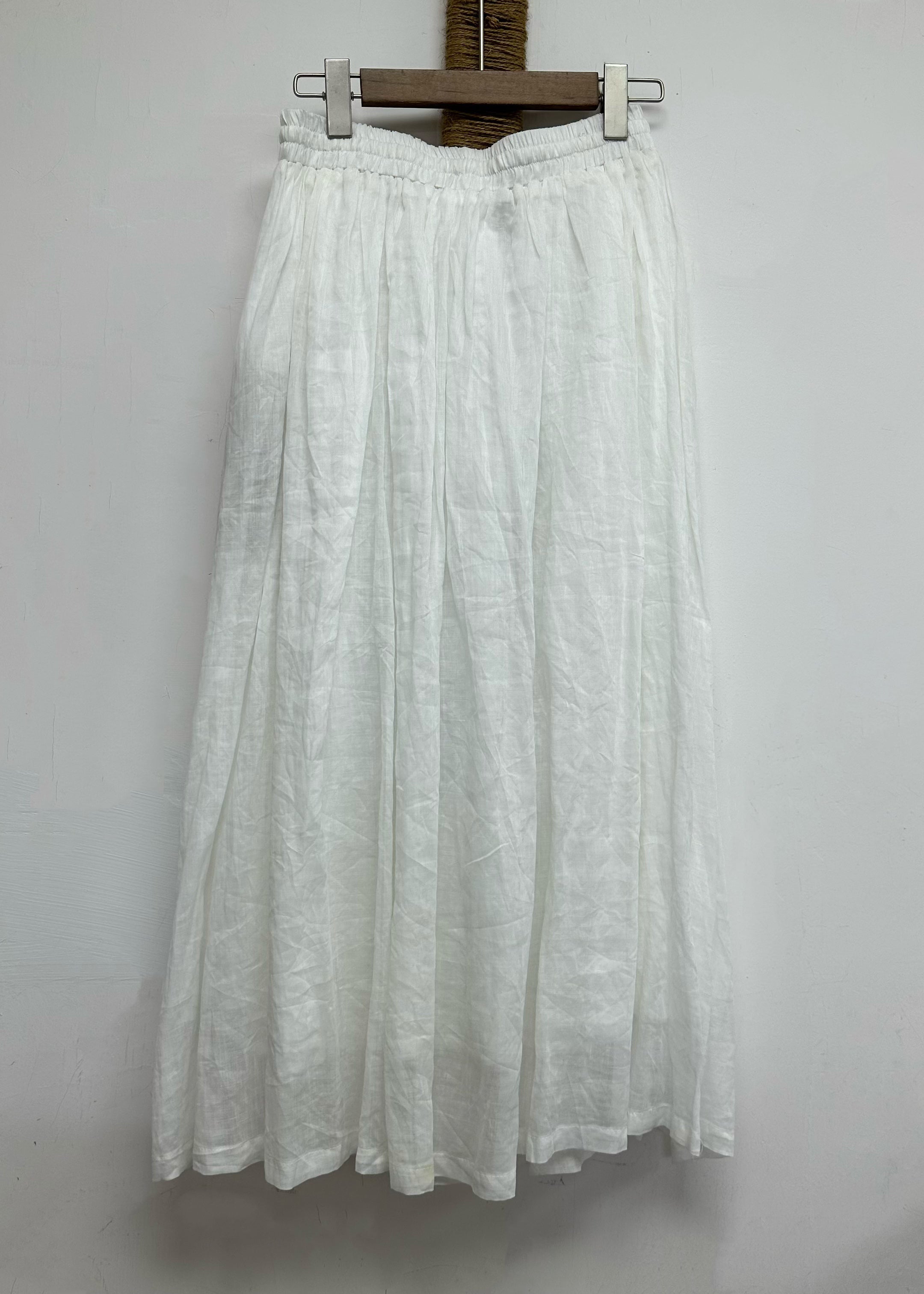 Leisure Khaki Elastic Waist Linen Long Skirt For Summer