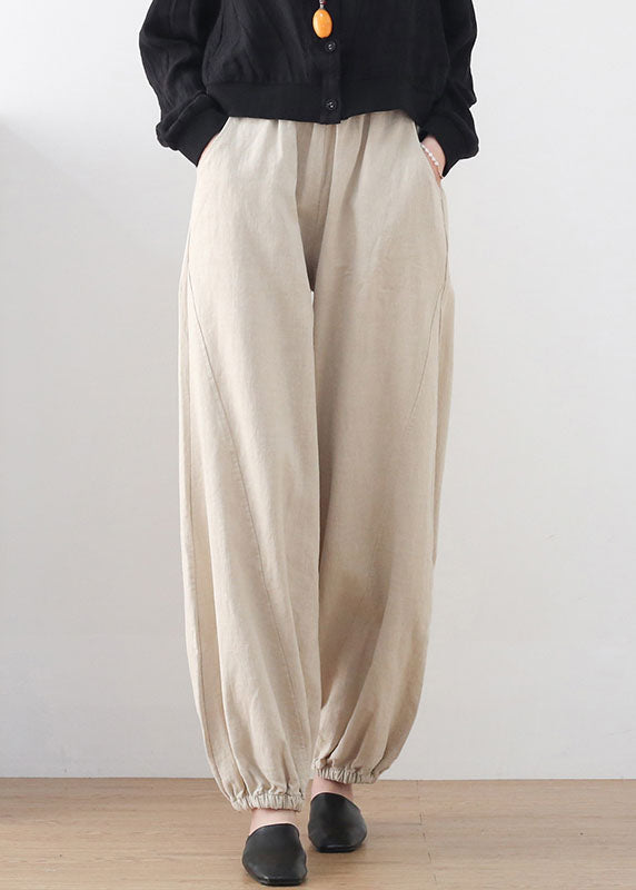 Linen Colour Solid Loose Linen Lantern Pants Draping Summer