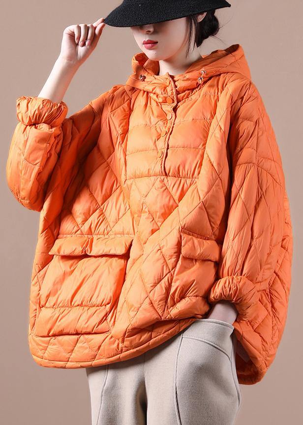 Literary Orange Plus Size Hooded Pullover Short Puffers Jackets(Free Shipping + Limited Stock)