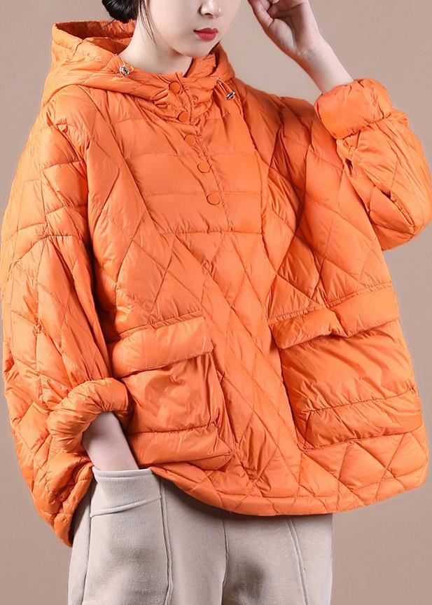 Literary Orange Plus Size Hooded Pullover Short Puffers Jackets(Free Shipping + Limited Stock)