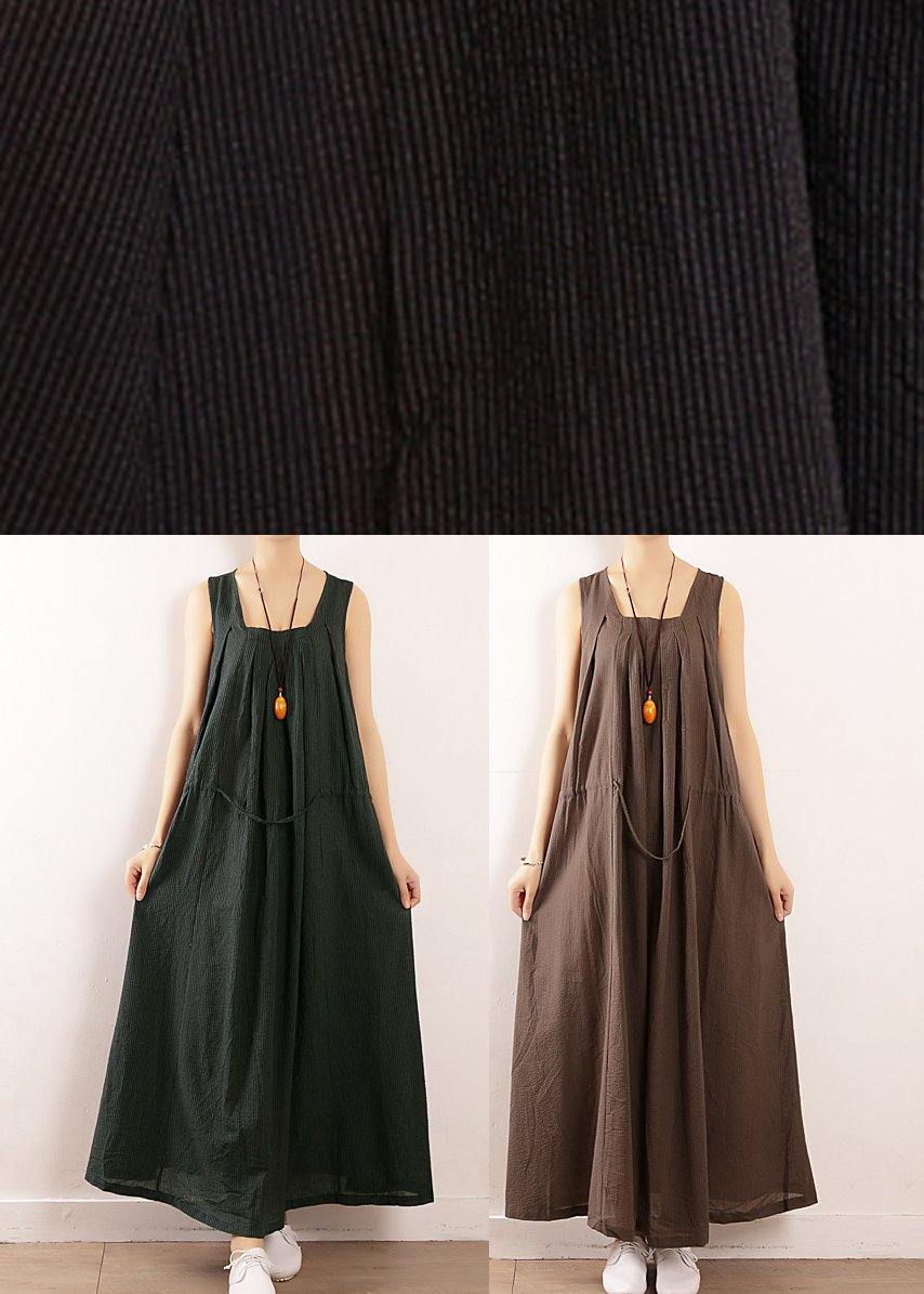 Loose Black Party Dress Summer Sleeveless Linen Dress