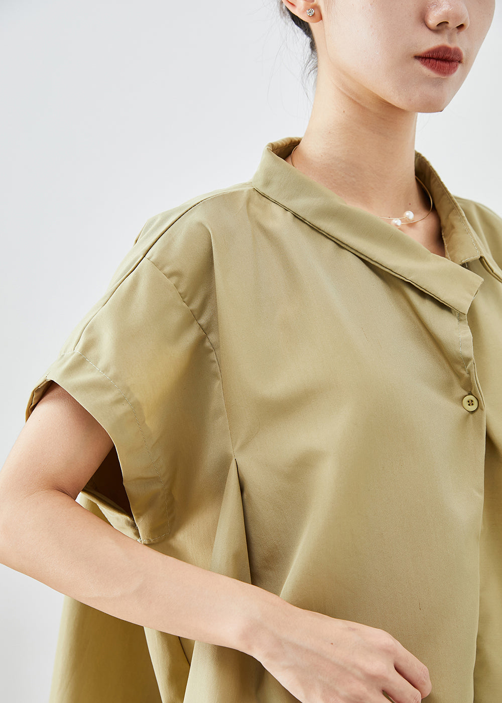 Loose Khaki Oversized Spandex Shirt Tops Summer