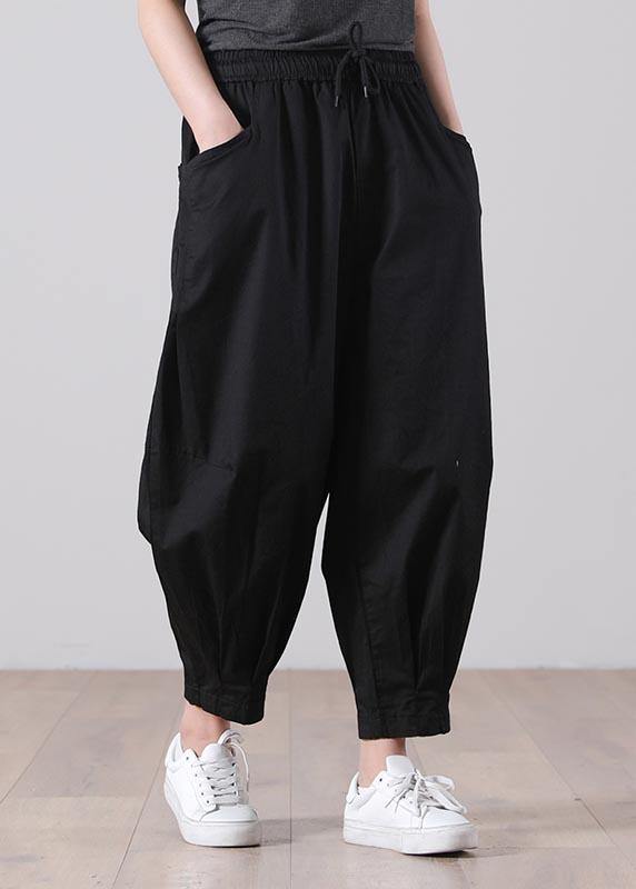 Loose Color tie waist Pockets Harem Pants Summer Cotton