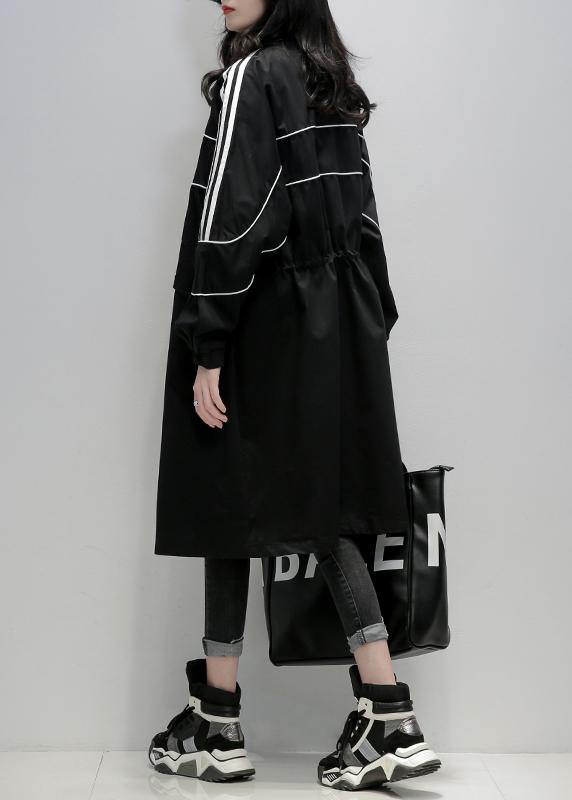 Loose black Fine clothes Outfits stand collar zippered  women coats