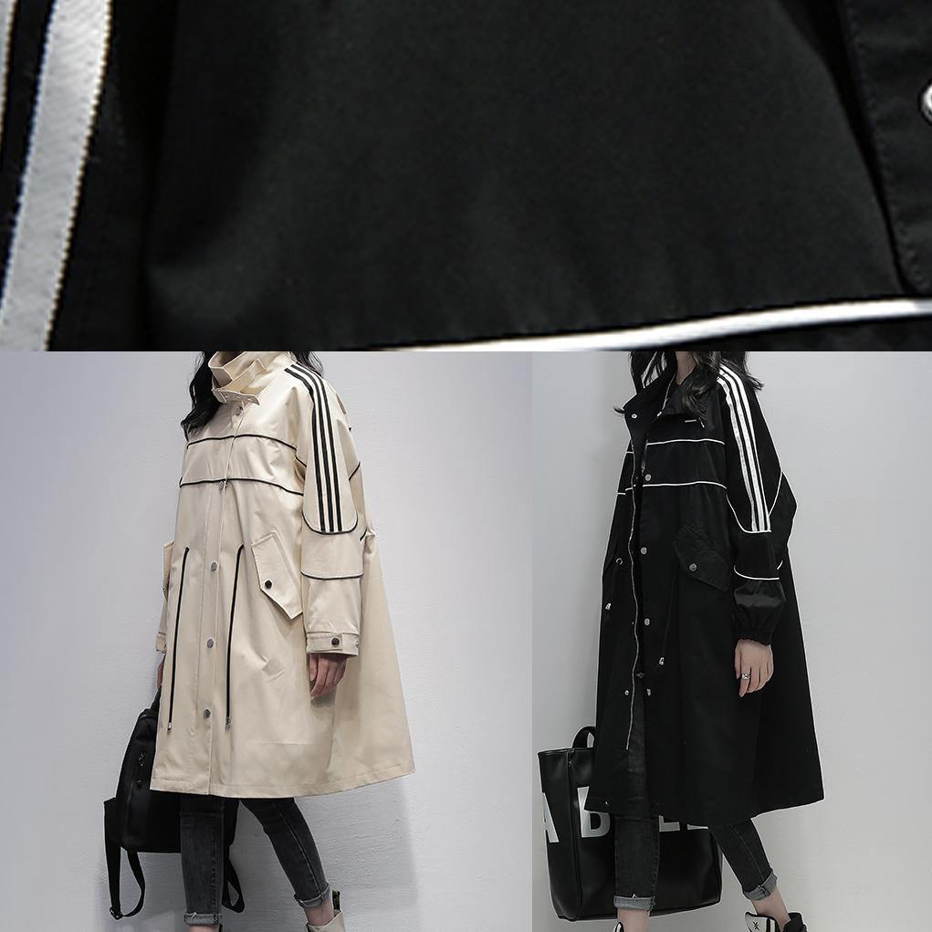 Loose black Fine clothes Outfits stand collar zippered  women coats