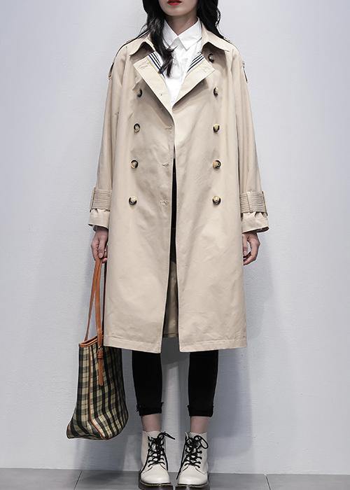 Loose khaki Plus Size trench coat Work Notched tie waist women coats