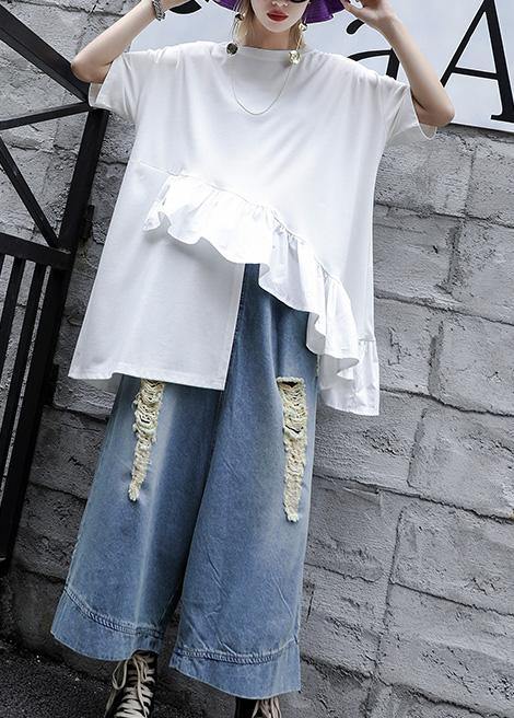 Loose white cotton shirts women half sleeve daily summer tops