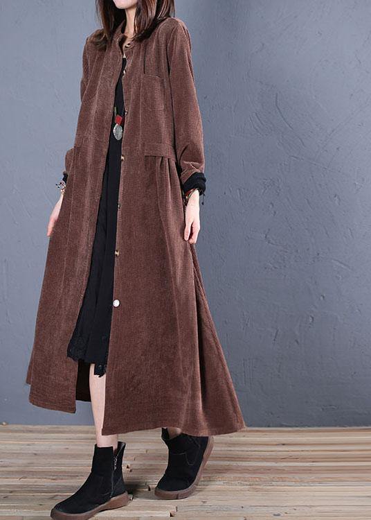 Luxury Loose fitting Coats fall coats chocolate o neck pockets outwear