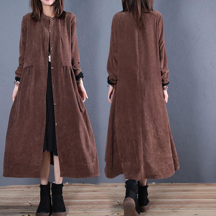 Luxury Loose fitting Coats fall coats chocolate o neck pockets outwear