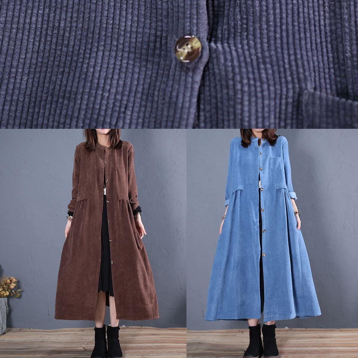 Luxury Loose fitting Coats fall coats chocolate o neck pockets outwear