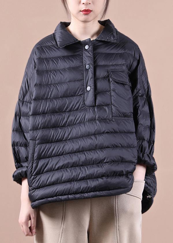 Luxury Loose fitting down jacket Jackets black lapel pockets duck down coat