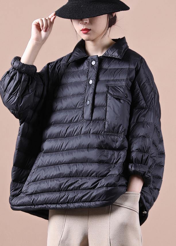 Luxury Loose fitting down jacket Jackets black lapel pockets duck down coat