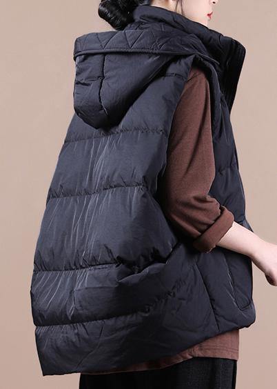 Luxury black down jacket woman oversize parka stand collar pockets Casual Vest