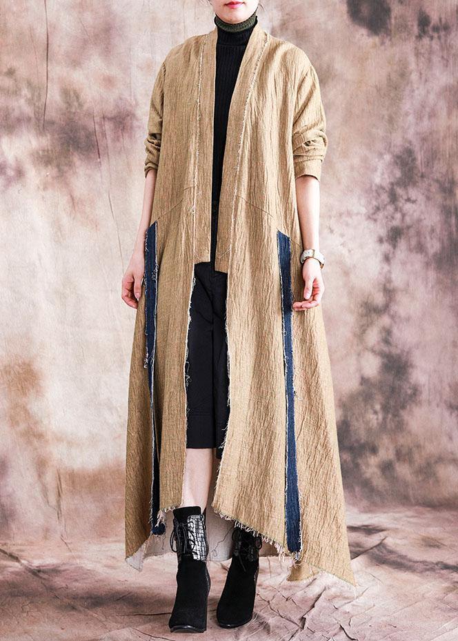 Luxury khaki asymmetric overcoat oversized long winter coat fall coat patchwork