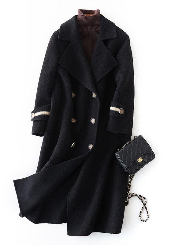 Luxury nude Woolen Coats oversize long winter coat double breast Notched