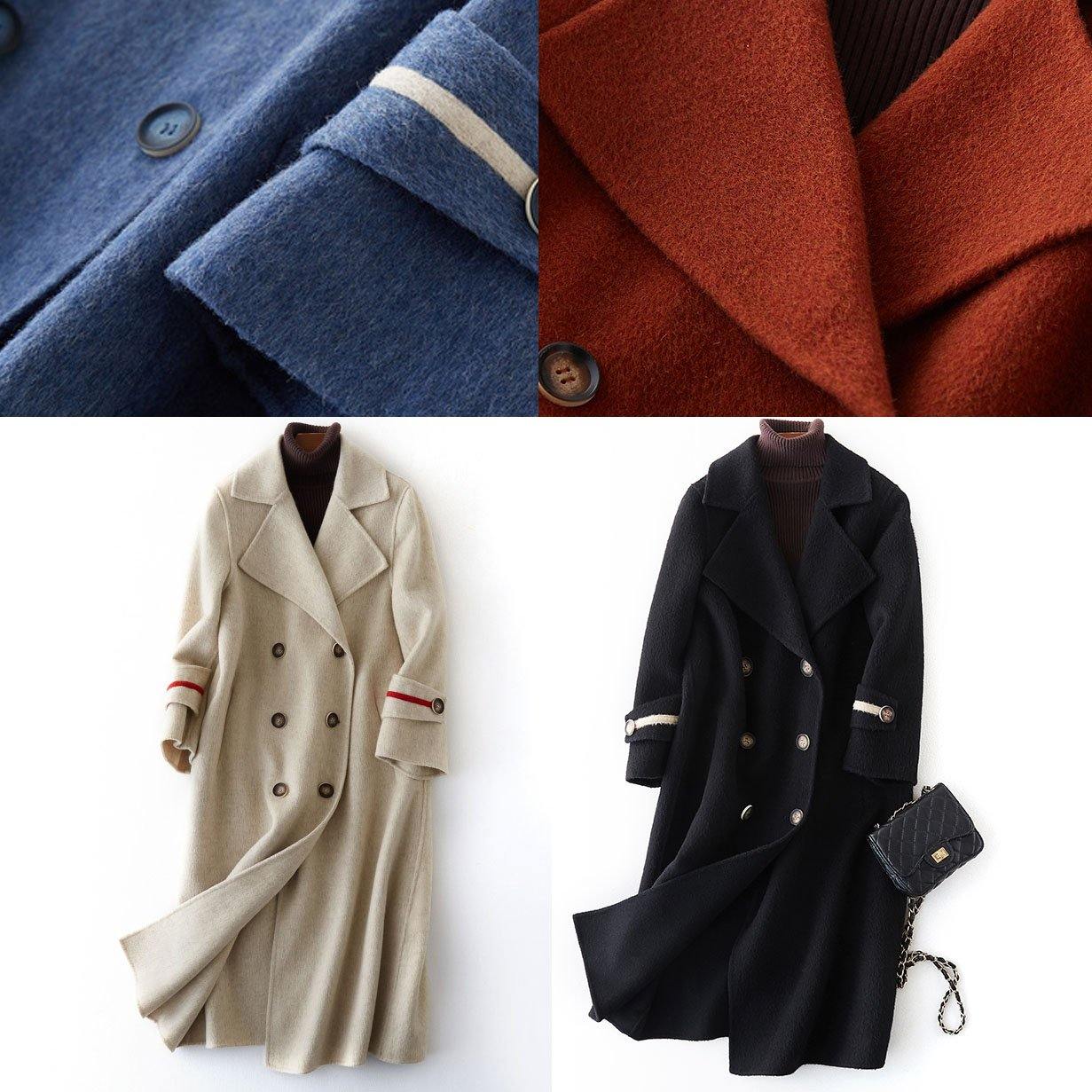 Luxury nude Woolen Coats oversize long winter coat double breast Notched