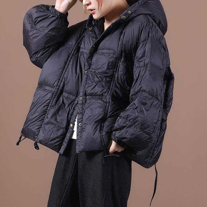 Luxury plus size clothing winter jacket black hooded Button Down goose Down coat