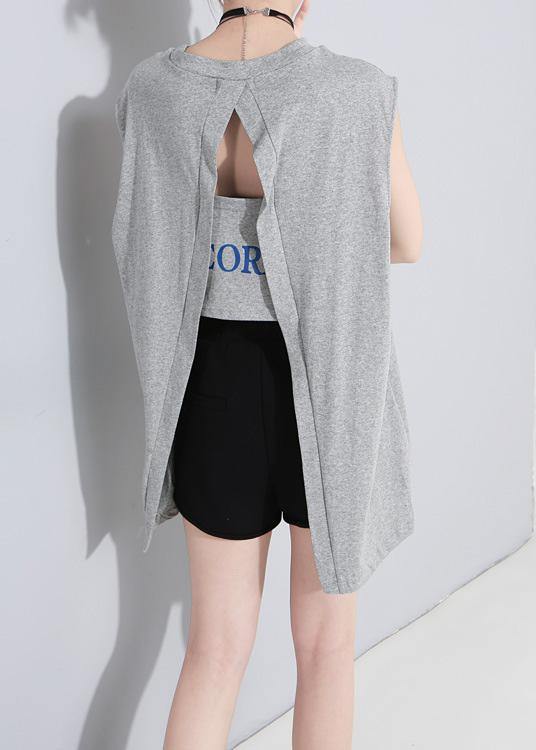 Modern Backless cotton clothes For Women Tutorials gray tops summer