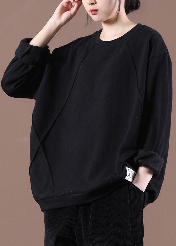 Modern Black Casual Loose Sweatshirts Top