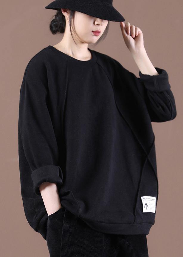 Modern Black Casual Loose Sweatshirts Top