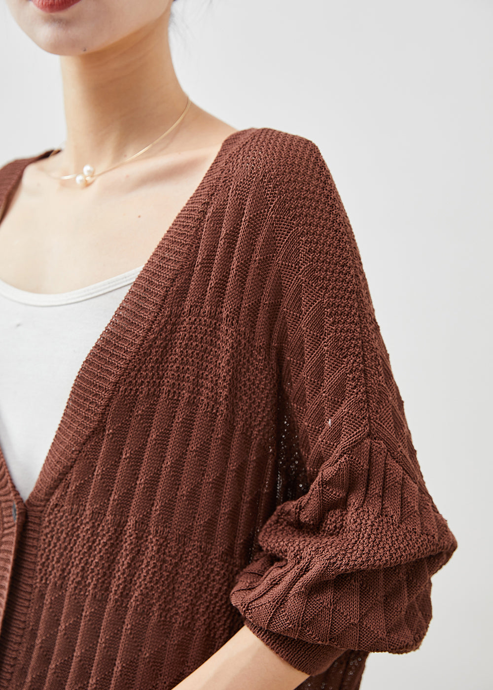 Modern Chocolate Oversized Knit Cardigan Batwing Sleeve