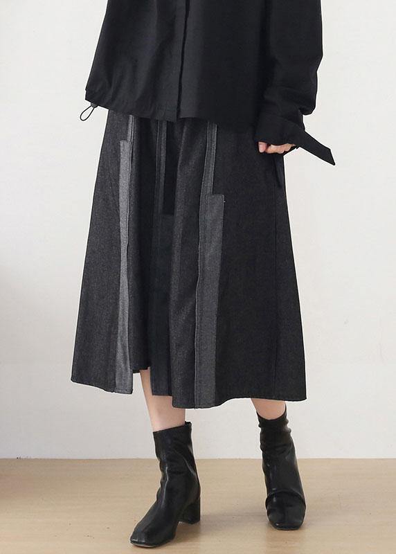 Modern Dark Grey Elastic Waist A Line Fall Skirts