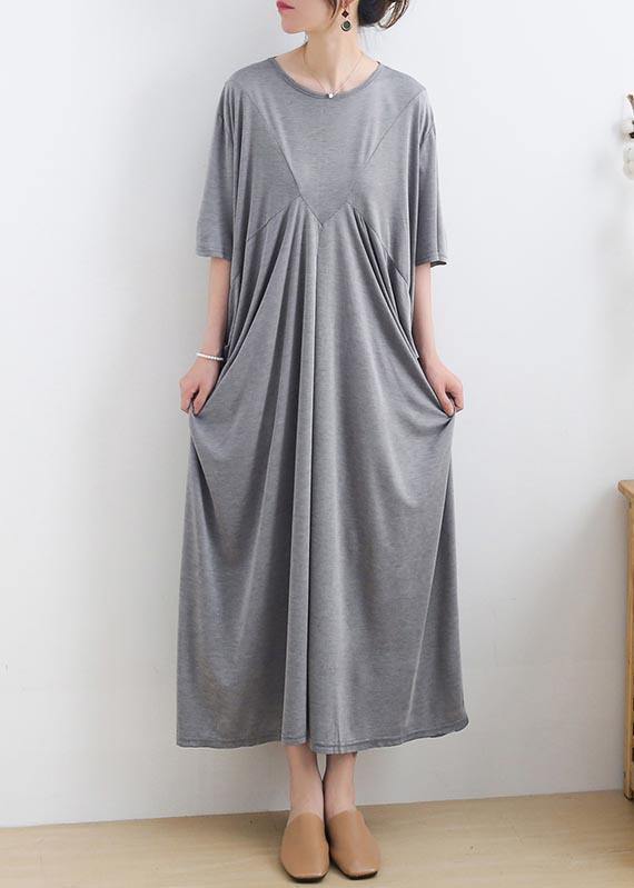 Modern Grey Short Sleeve Cotton Loose Summer Holiday Dress