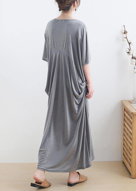 Modern Grey Short Sleeve Cotton Loose Summer Holiday Dress