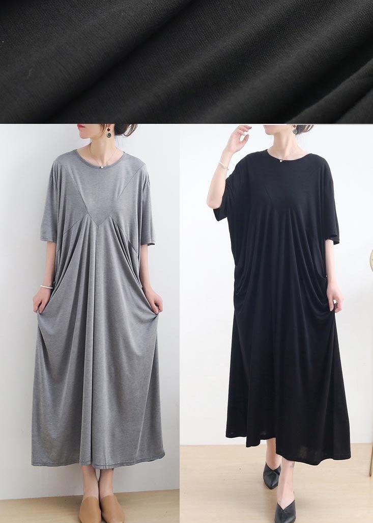 Modern Grey Short Sleeve Cotton Loose Summer Holiday Dress