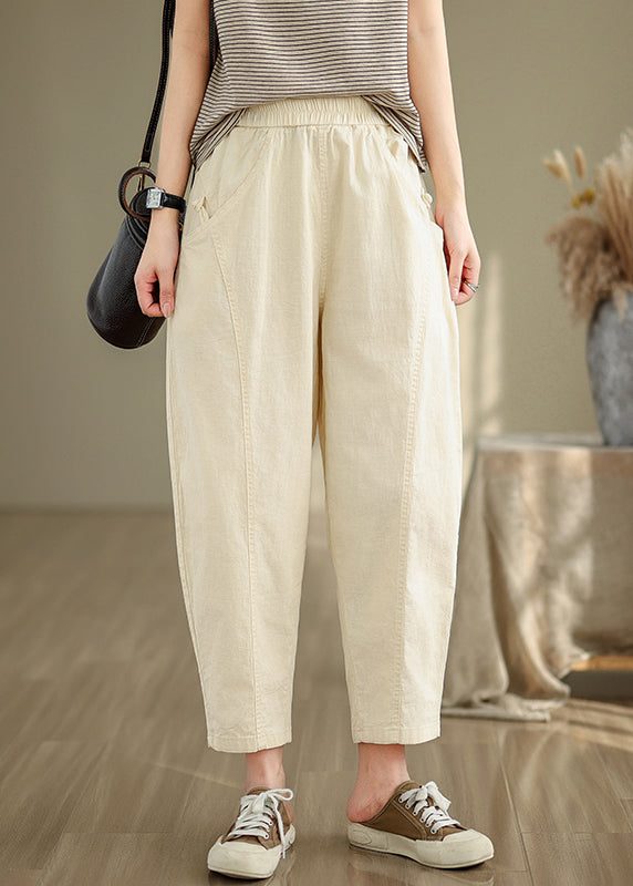 Modern Milk White Oversized Cotton Harem Pants Fall