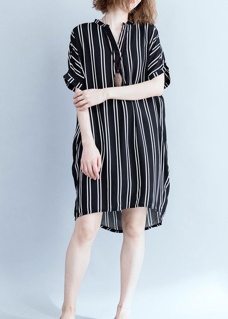 Modern black Wardrobes striped Plus Size summer shirt Dress